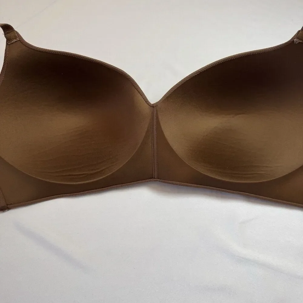 No Boundaries Seamless Wireless Bra Size XXL Brown Ribbed Stretch Comfort